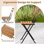 Costway 5 PCS Patio Acacia Wood Dining Set w/ 4 Folding Chairs Slatted Seat & Tabletop