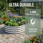 NAYSAYE Oval Galvanized Planter Box 2-Pack, Metal Raised Garden Bed - 0.78MM Thick - for Outdoor Gardening Vegetables Flowers Fruits, 94.5*47*11.4