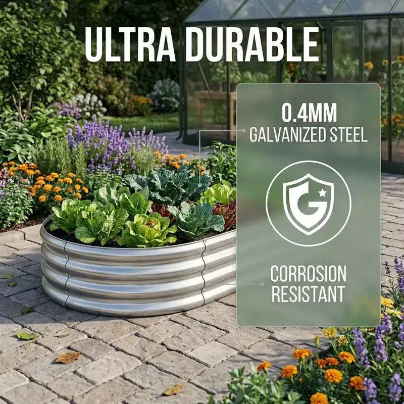 NAYSAYE Oval Galvanized Planter Box 2-Pack, Metal Raised Garden Bed - 0.78MM Thick - for Outdoor Gardening Vegetables Flowers Fruits, 94.5*47*11.4
