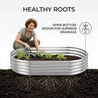 NAYSAYE Oval Galvanized Planter Box 2-Pack, Metal Raised Garden Bed - 0.78MM Thick - for Outdoor Gardening Vegetables Flowers Fruits, 94.5*47*11.4