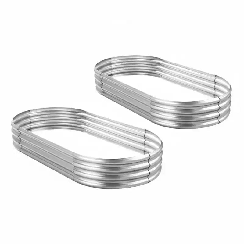 NAYSAYE Oval Galvanized Planter Box 2-Pack, Metal Raised Garden Bed - 0.78MM Thick - for Outdoor Gardening Vegetables Flowers Fruits, 70.8*35*11.4