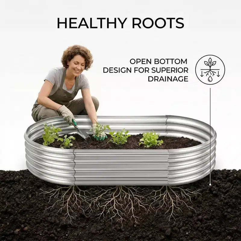 NAYSAYE Oval Galvanized Planter Box 2-Pack, Metal Raised Garden Bed - 0.78MM Thick - for Outdoor Gardening Vegetables Flowers Fruits, 70.8*35*11.4