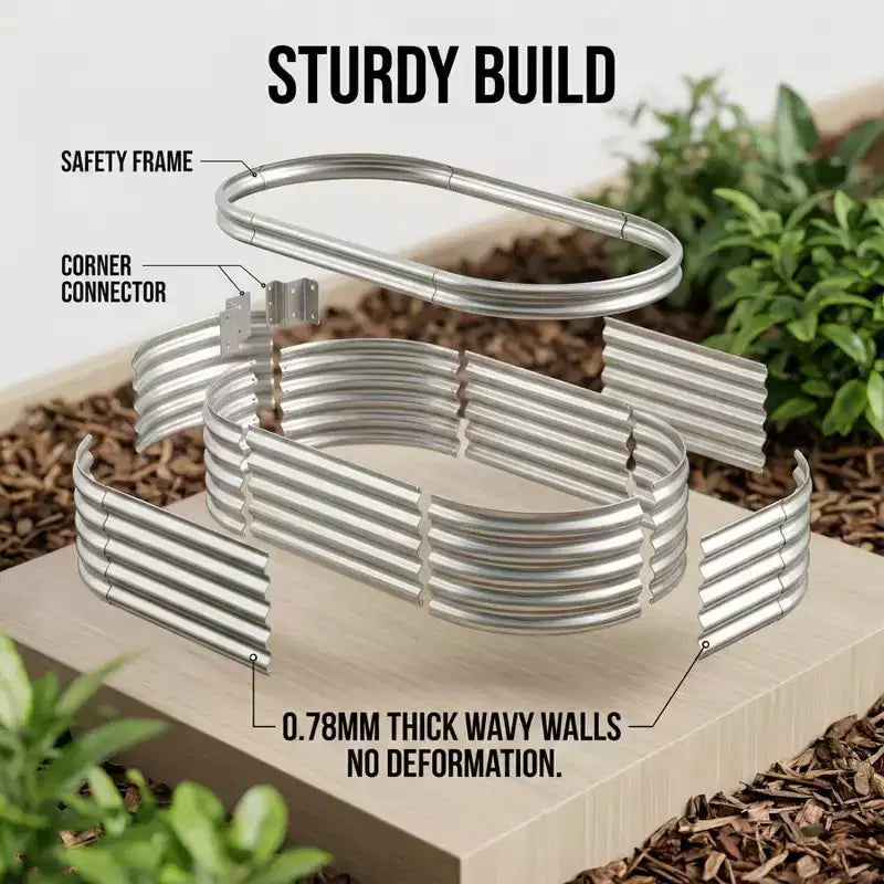 NAYSAYE Oval Galvanized Planter Box 2-Pack, Metal Raised Garden Bed - 0.78MM Thick - for Outdoor Gardening Vegetables Flowers Fruits, 70.8*35*11.4