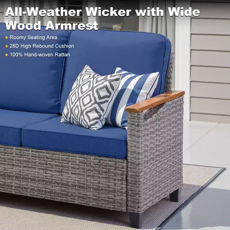 GDFStudio Iolanthe Outdoor 69.7 Wicker Sofa with Cushions