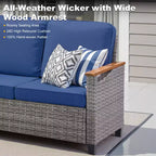 GDFStudio Iolanthe Outdoor 69.7 Wicker Sofa with Cushions