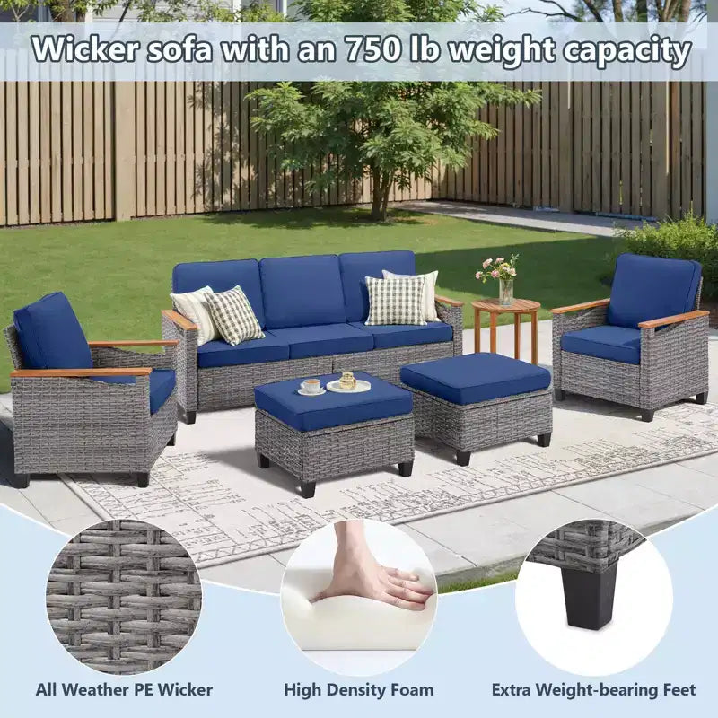 GDFStudio Iolanthe Outdoor 69.7 Wicker Sofa with Cushions