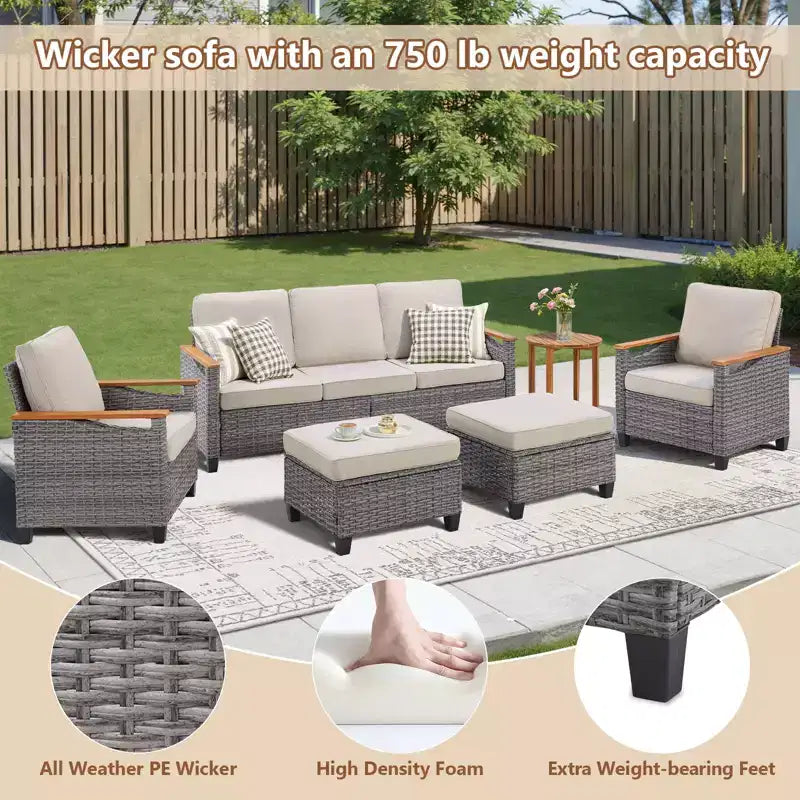 GDFStudio Iolanthe Outdoor 69.7 Wicker Sofa with Cushions
