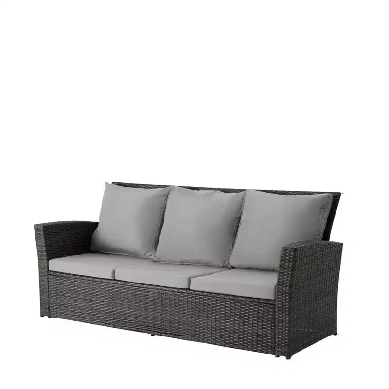 GDFStudio Moina 3-Seat Outdoor 67.7 Wicker Sofa with Water-Resistant Cushions