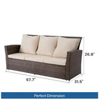 GDFStudio Moina 3-Seat Outdoor 67.7 Wicker Sofa with Water-Resistant Cushions