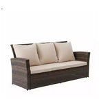 GDFStudio Moina 3-Seat Outdoor 67.7 Wicker Sofa with Water-Resistant Cushions