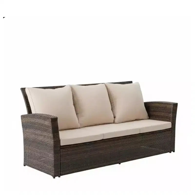 GDFStudio Moina 3-Seat Outdoor 67.7 Wicker Sofa with Water-Resistant Cushions