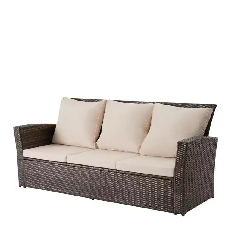 GDFStudio Moina 3-Seat Outdoor 67.7 Wicker Sofa with Water-Resistant Cushions