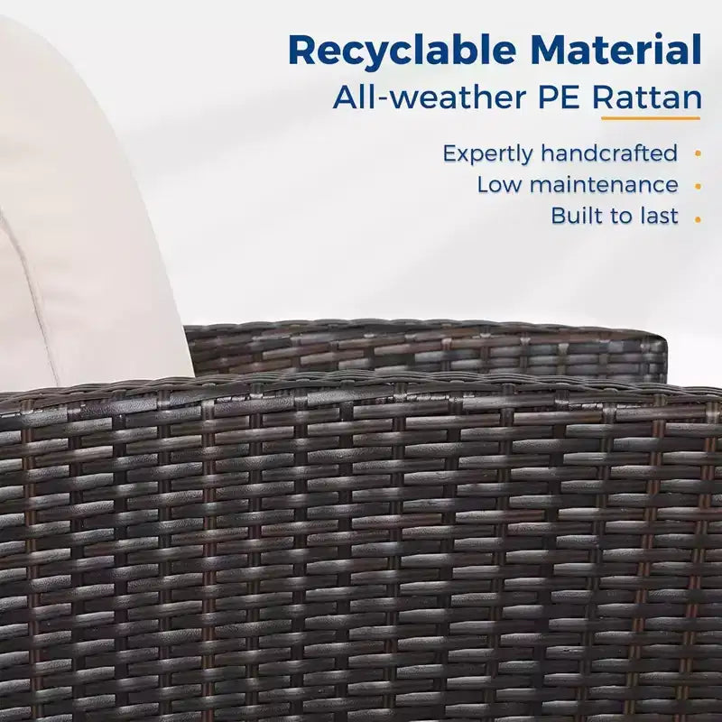 GDFStudio Moina 3-Seat Outdoor 67.7 Wicker Sofa with Water-Resistant Cushions