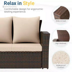 GDFStudio Moina 3-Seat Outdoor 67.7 Wicker Sofa with Water-Resistant Cushions