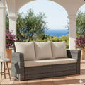 GDFStudio Moina 3-Seat Outdoor 67.7 Wicker Sofa with Water-Resistant Cushions
