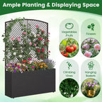 Costway 1/2 PCS 58 Raised Garden Bed with Trellis, Wicker Planter Box with Privacy Screen Brown/Black