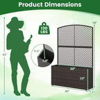 Costway 1/2 PCS 58 Raised Garden Bed with Trellis, Wicker Planter Box with Privacy Screen Brown/Black