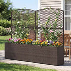 Costway 1/2 PCS 58 Raised Garden Bed with Trellis, Wicker Planter Box with Privacy Screen Brown/Black