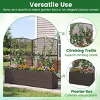 Costway 1/2 PCS 58 Raised Garden Bed with Trellis, Wicker Planter Box with Privacy Screen Brown/Black