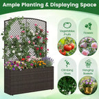 Costway 1/2 PCS 58 Raised Garden Bed with Trellis, Wicker Planter Box with Privacy Screen Brown/Black