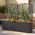 Costway 1/2 PCS 58 Raised Garden Bed with Trellis, Wicker Planter Box with Privacy Screen Brown/Black