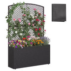 Costway 1/2 PCS 58 Raised Garden Bed with Trellis, Wicker Planter Box with Privacy Screen Brown/Black
