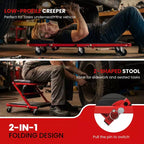 Costway 2-in-1 Z-Shaped Rolling Garage Stool, 36 Folding Flat Automotive Creeper