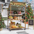 GDLF Farm StandWooden Farmers Market Stand with Metal Roof for Farmhouse Decor, Events & Small Business Display