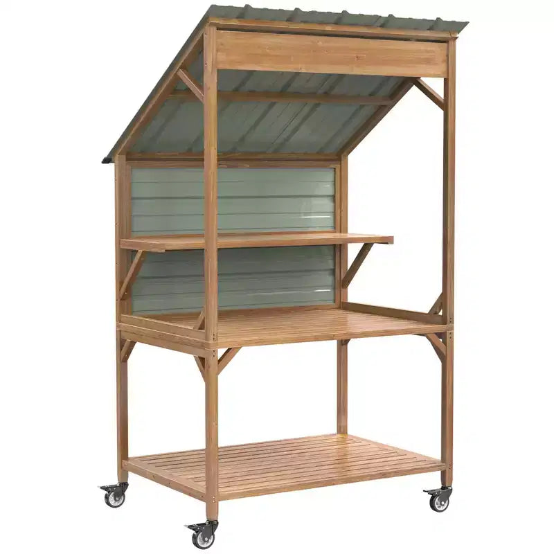 GDLF Farm StandWooden Farmers Market Stand with Metal Roof for Farmhouse Decor, Events & Small Business Display