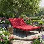 Gymax 2-Person Outdoor Rattan Lounge Chair Double Wicker Daybed Recliner w/ 5-Position Adjustable Backrest Wheels & Soft Cushion Off White/Red