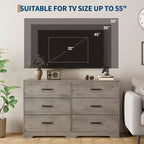 6 Drawer Double Dresser for Bedroom, Modern Wood Chest of Drawers with Metal Handles, Wide Storage Cabinet for Living Room Home Office