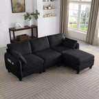 GDFStudio Lancelot 85 Inch Contemporary Chenille Upholstered L-Shaped Sectional Sofa with Storage Ottoman