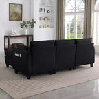 GDFStudio Lancelot 85 Inch Contemporary Chenille Upholstered L-Shaped Sectional Sofa with Storage Ottoman