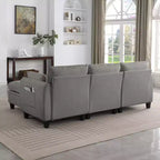 GDFStudio Lancelot 85 Inch Contemporary Chenille Upholstered L-Shaped Sectional Sofa with Storage Ottoman