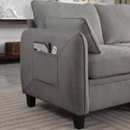 GDFStudio Lancelot 85 Inch Contemporary Chenille Upholstered L-Shaped Sectional Sofa with Storage Ottoman