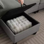 GDFStudio Lancelot 85 Inch Contemporary Chenille Upholstered L-Shaped Sectional Sofa with Storage Ottoman