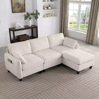 GDFStudio Lancelot 85 Inch Contemporary Chenille Upholstered L-Shaped Sectional Sofa with Storage Ottoman