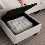 GDFStudio Lancelot 85 Inch Contemporary Chenille Upholstered L-Shaped Sectional Sofa with Storage Ottoman