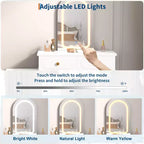 Makeup Vanity Desk with Mirror, Modern Vanity Table, 2 Drawers & Adjustable 3-Drawer Cabinet, for Bedroom