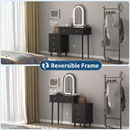Makeup Vanity Desk with Mirror, Modern Vanity Table, 2 Drawers & Adjustable 3-Drawer Cabinet, for Bedroom