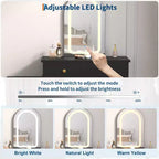 Makeup Vanity Desk with Mirror, Modern Vanity Table, 2 Drawers & Adjustable 3-Drawer Cabinet, for Bedroom
