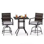 Costway 3 Pieces Outdoor Swivel Bar Set,High Top Patio Bar Table and Rattan Wicker Chair