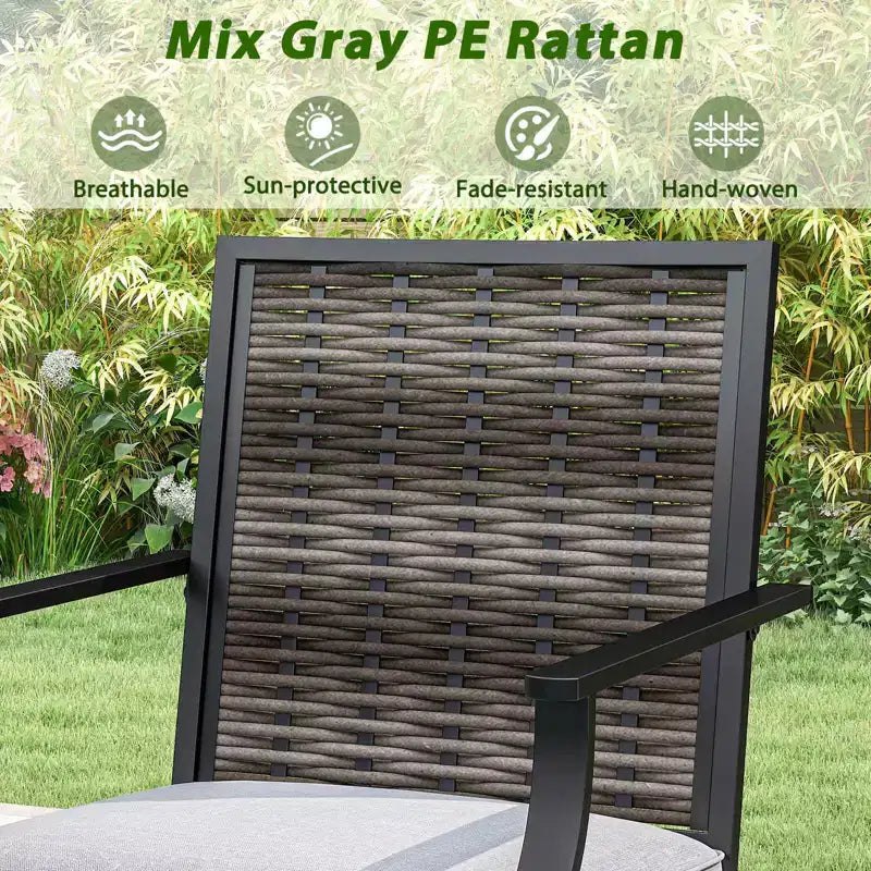 Costway 3 Pieces Outdoor Swivel Bar Set,High Top Patio Bar Table and Rattan Wicker Chair