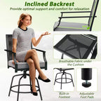 Costway 3 Pieces Outdoor Swivel Bar Set,High Top Patio Bar Table and Rattan Wicker Chair