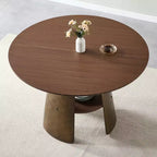 GDFStudio Ying Modern Wooden and Metal Round Dining Table