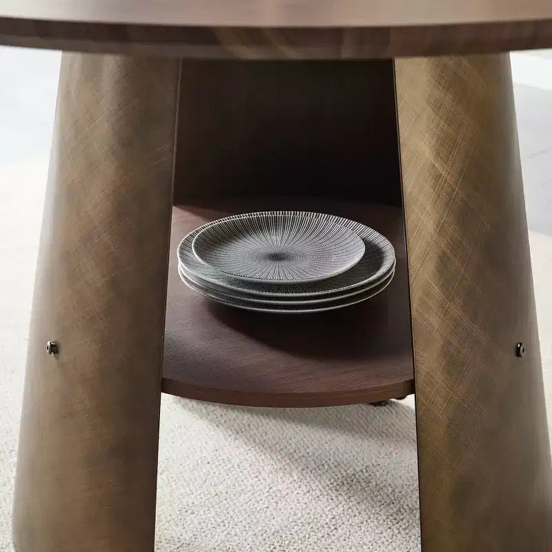 GDFStudio Ying Modern Wooden and Metal Round Dining Table