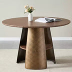 GDFStudio Ying Modern Wooden and Metal Round Dining Table