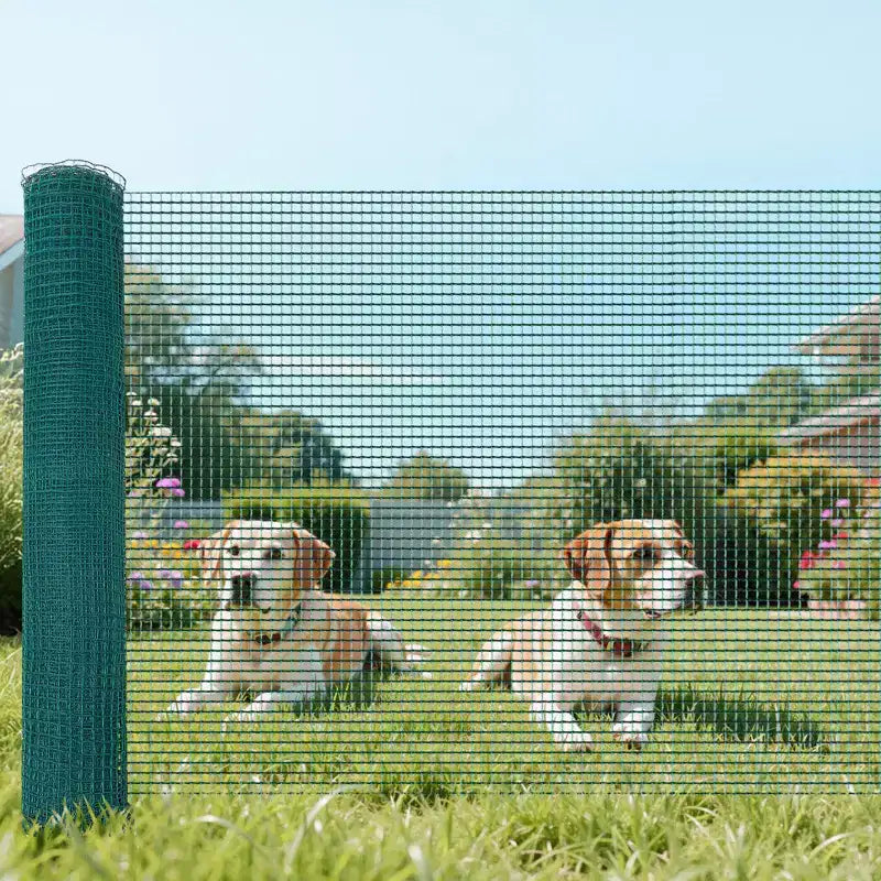 VEVOR Temporary Fence with Posts, 3 x 164 FT Plastic Mesh Fencing, Garden Safety Fences Netting with Double-Spike Stakes & Guy Ropes,Green