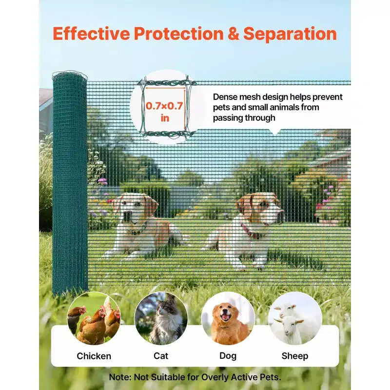 VEVOR Temporary Fence with Posts, 3 x 164 FT Plastic Mesh Fencing, Garden Safety Fences Netting with Double-Spike Stakes & Guy Ropes,Green