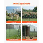 VEVOR Temporary Fence with Posts, 3 x 164 FT Plastic Mesh Fencing, Garden Safety Fences Netting with Double-Spike Stakes & Guy Ropes,Green